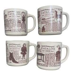 Sears Roebuck &‎ Co 1906 Catalog Vintage Reprint Ceramic Mugs Set of 4 Cream bro